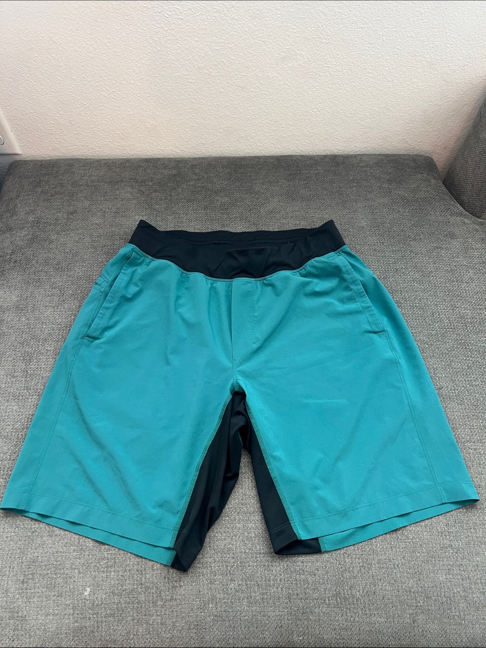lululemon athletica Men's Teal Shorts with Black Waistband